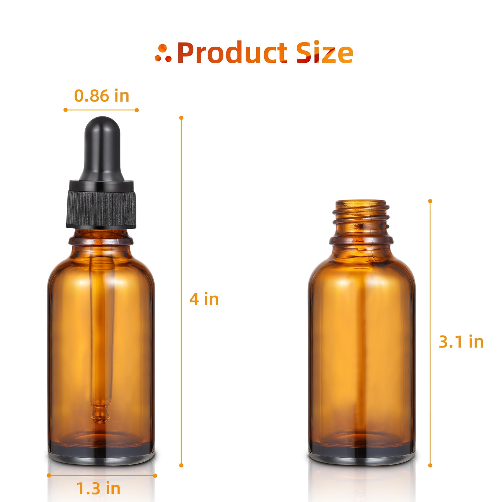 Litake 24 Pcs 1oz Amber Glass Eye Dropper Bottle with 3pcs Stainless Steel Funnels and Long Glass Dropper and Cleaning Brush - 30ml Leakproof Travel Bottles for Liquids Like Essential Oils