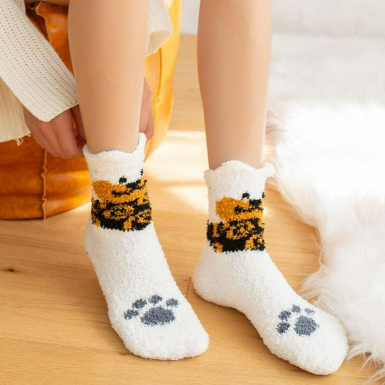 5 Pacs Womens Fuzzy Slipper Socks,Shiba inu Fluffy Cabin Warm Soft