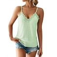 thumbnail image 2 of AKEGAMN V Neck Lace Casual Camisole Vest - Polyester Spandex, Green L, Size S-XXL, 2 of 6