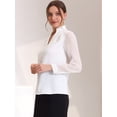 thumbnail image 3 of Blusa de trabajo de manga larga transparente con cuello en V y volantes para mujer Blanco-2 L, 3 of 5