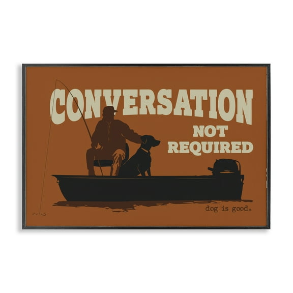 Stupell Industries Conversation Not Required Dog People Painting Black Framed Art Print Wall Art, 18 x 12