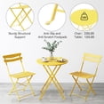 thumbnail image 4 of 3 Piece Patio Bistro Set, Folding Patio Bistro Table and Chairs Set of 2, Outdoor Patio Furniture Set, Metal Structure, No Assembly Need, for Balcony Yard Garden, 4 of 8