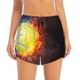 thumbnail image 2 of Cauagu Tennis Ball On Fire And Water Print Women's 2 in 1 Running Shorts Athletic Workout Gym Yoga Shorts Running Shorts for Women-Medium, 2 of 7