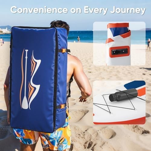 Nextay 10'5" Inflatable Stand Up Paddle Boards with Paddle Leash Pump Repair Kit and Carry Backpack Versatile for Beginners and Experts Great for Lakes and Oceans, Blue Orange
