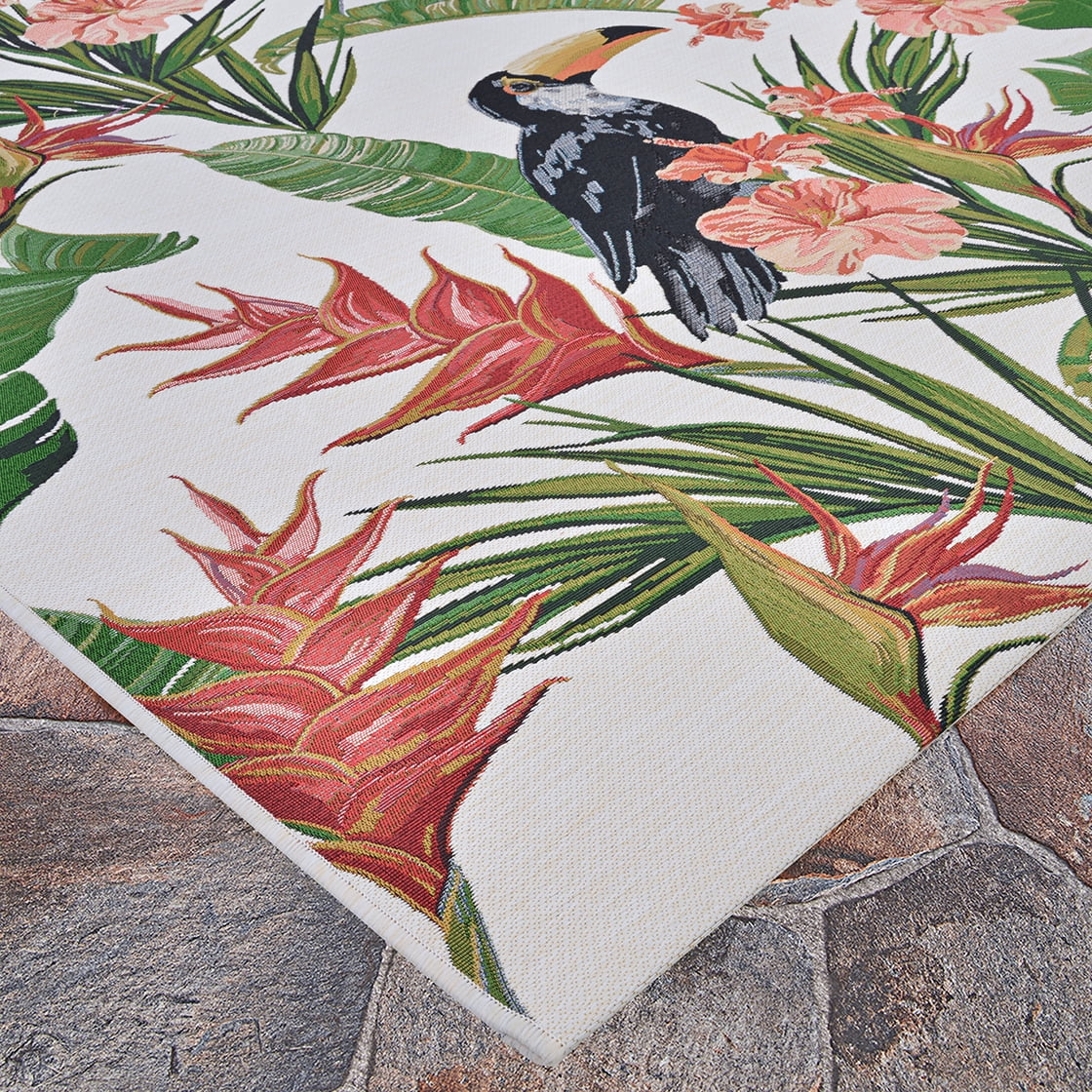 Couristan Dolce Toucans Indoor/Outdoor Area Rug, Ivory, 2'3" x 7'10" Runner