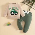 thumbnail image 2 of NOLDARES Baby Boy Fall Clothes Boys Fall/Winter Embroidery Long Sleeve Elastic Waist Everyday Outfit Set 2Pcs(T217-Green), 2 of 6