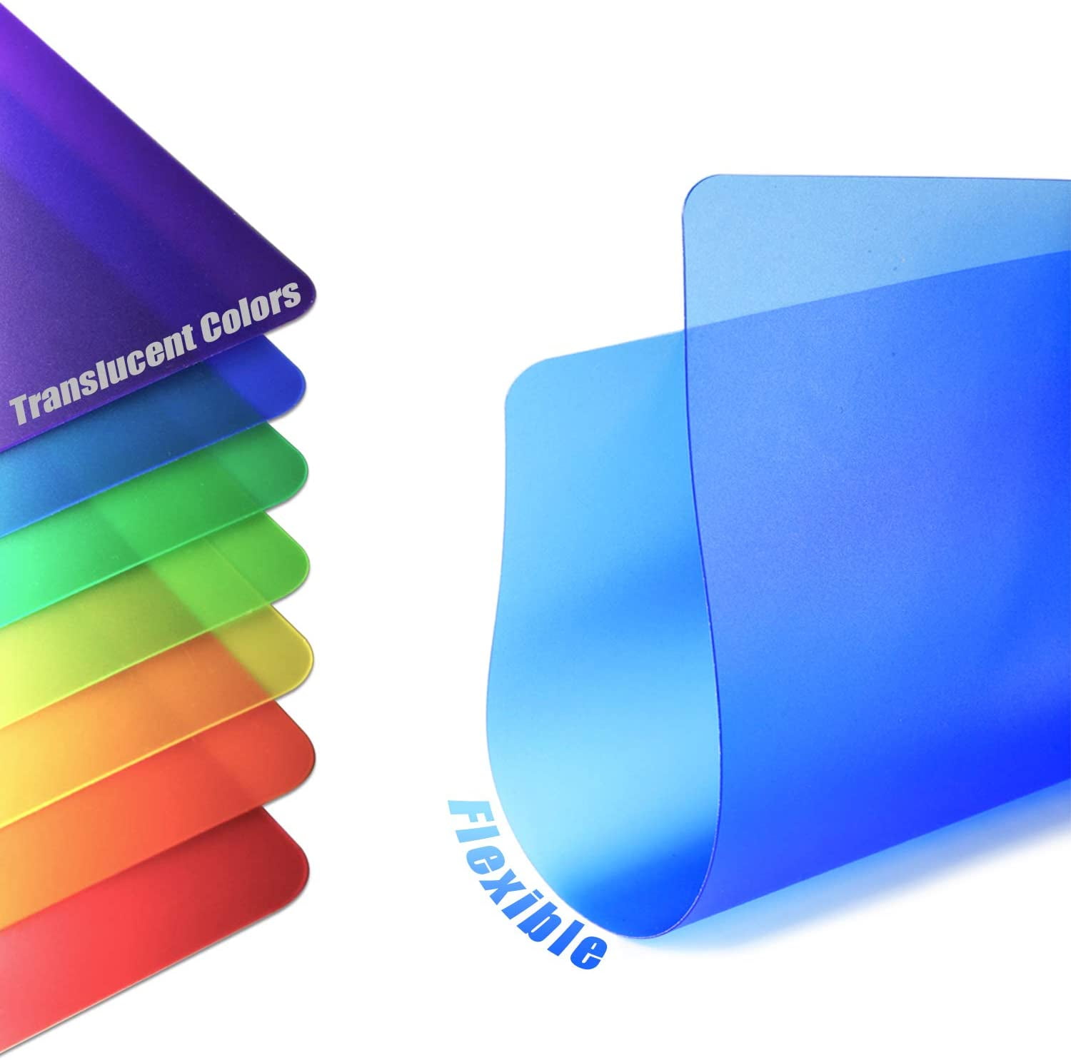 MKEUDQ-Plastic Cutting Boards for Kitchen, Flexible Cutting Mats Set of 7, BPA-Free, Non-Porous, Dishwasher Safe, 15x12 In, 7 Translucent Colors