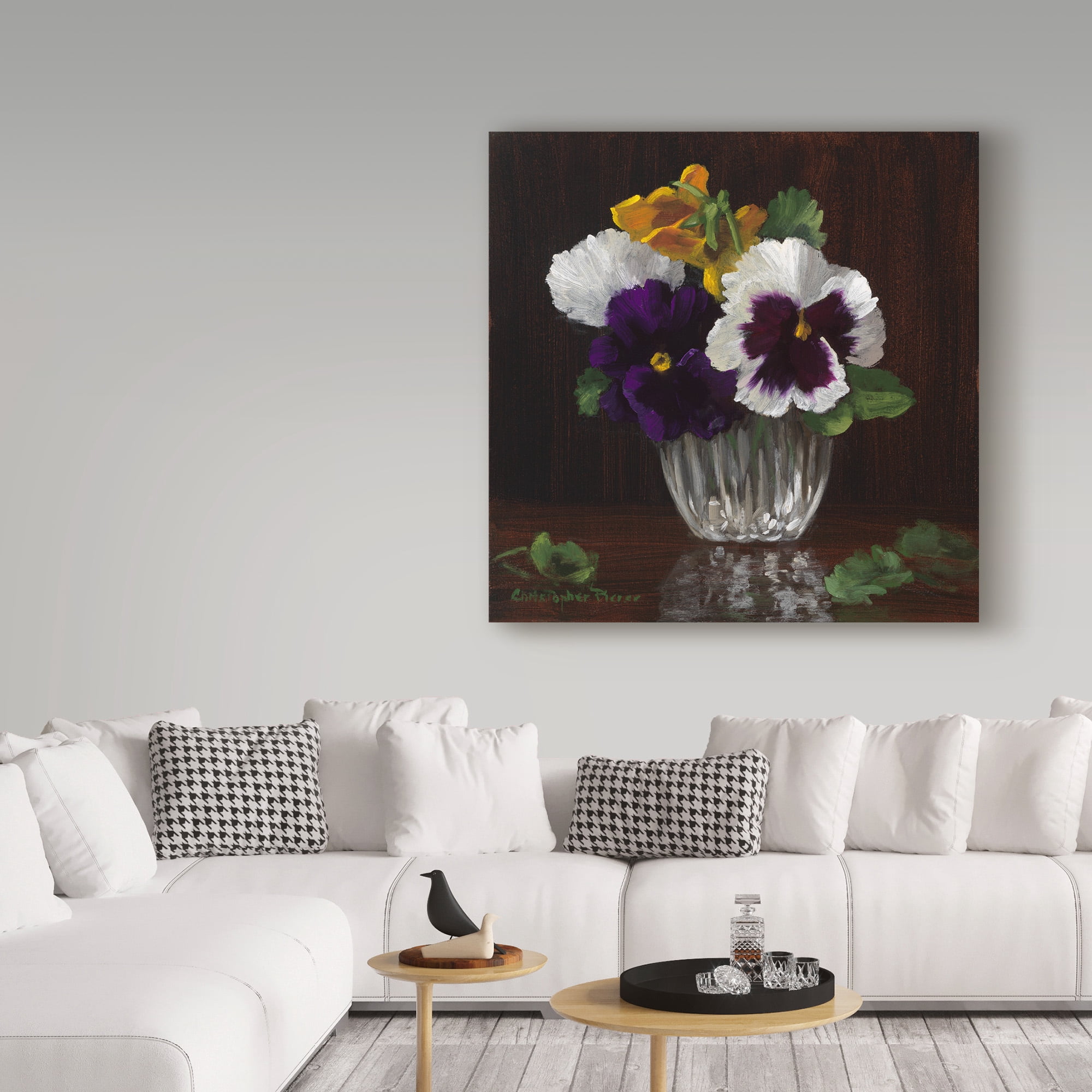 Trademark Fine Art 'Four Pansies' Canvas Art by Christopher Pierce