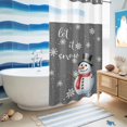 thumbnail image 5 of No Hook Shower Curtain with Built-in Rings - Gray White Christmas Snowman Washable Waterproof Fabric Bathroom Curtains for Hotel,Rentals, Stall 36 X 72 Inch , Let It Snowflake Winter, 5 of 9