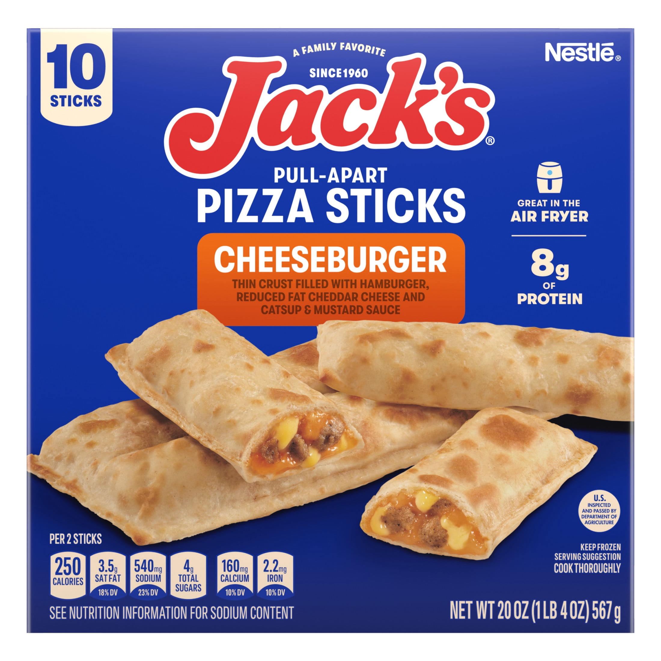 Jack's Cheeseburger Stick Snacks, 20 oz Box (Frozen)