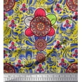 thumbnail image 1 of Soimoi Velvet Fabric Check & Mandala Floral Printed Fabric 1 Yard 58 Inch Wide, 1 of 1