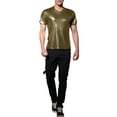 thumbnail image 2 of Lars Amadeus Men's Metallic Shiny Nightclub Short Sleeve Party Disco T-Shirt, 2 of 6