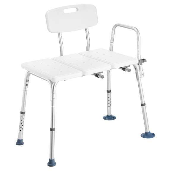 KFFKFF Tub Transfer Bench for Bathtub, 400 lbs Capacity Shower Chair with Armrest and Backrest, Adjustable Height Bath Seat for Adults, Seniors, and Individuals with Disabilities