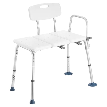 KFFKFF Tub Transfer Bench for Bathtub 400 lbs Capacity Shower Chair with Armrest and Backrest Adjustable Height Bath Seat for Adults Seniors and Individuals with Disabilities