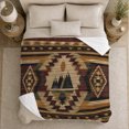 thumbnail image 5 of Southwestern Geometric Mountain Medallion, Peaceful Mountain Lake Scene, Warm Flannel Blanket for Cabin and Lodge, Outdoor Lovers Thanksgiving Gift, Artistic Home Decor, 5 of 9