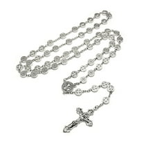 UNTERING Necklace Benedict Rosary Necklace Vintage Silver Metal for Necklace Prayer Beads Supplies for Women