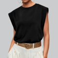 thumbnail image 4 of YUEVORA Sleeveless Tops for Women, Crew Neck Cap Sleeve Wide Shoulder Tops for Women, Casual Loose Fit Summer Tops, Basic Solid Color Daily Office Wear T Shirts for Women, 4 of 7