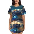 thumbnail image 1 of Fotbe Sunshine Underwater Sand Turtle Conjunto de Pijama Estampado para Mujer, 2 Piezas, Ropa de Dormir con Camiseta de Manga Corta y Shorts Suaves-4X-Large, 1 of 6