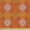 thumbnail image 2 of Ambesonne Floral Fabric by the Yard Upholstery, Warm Color Symmetric Flowers, 2 Yards, Vermilion and Pale Orange, 2 of 5