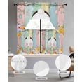 thumbnail image 2 of Easter Swag Kitchen Curtains Sets for Windows 24 Inch Length, Spring Colorful Bunny Eggs Flower Wood Grain Short Window Curtain Panels Swags Valances and Tiers 3 Piece Set for Cafe/Dining Room, 2 of 5