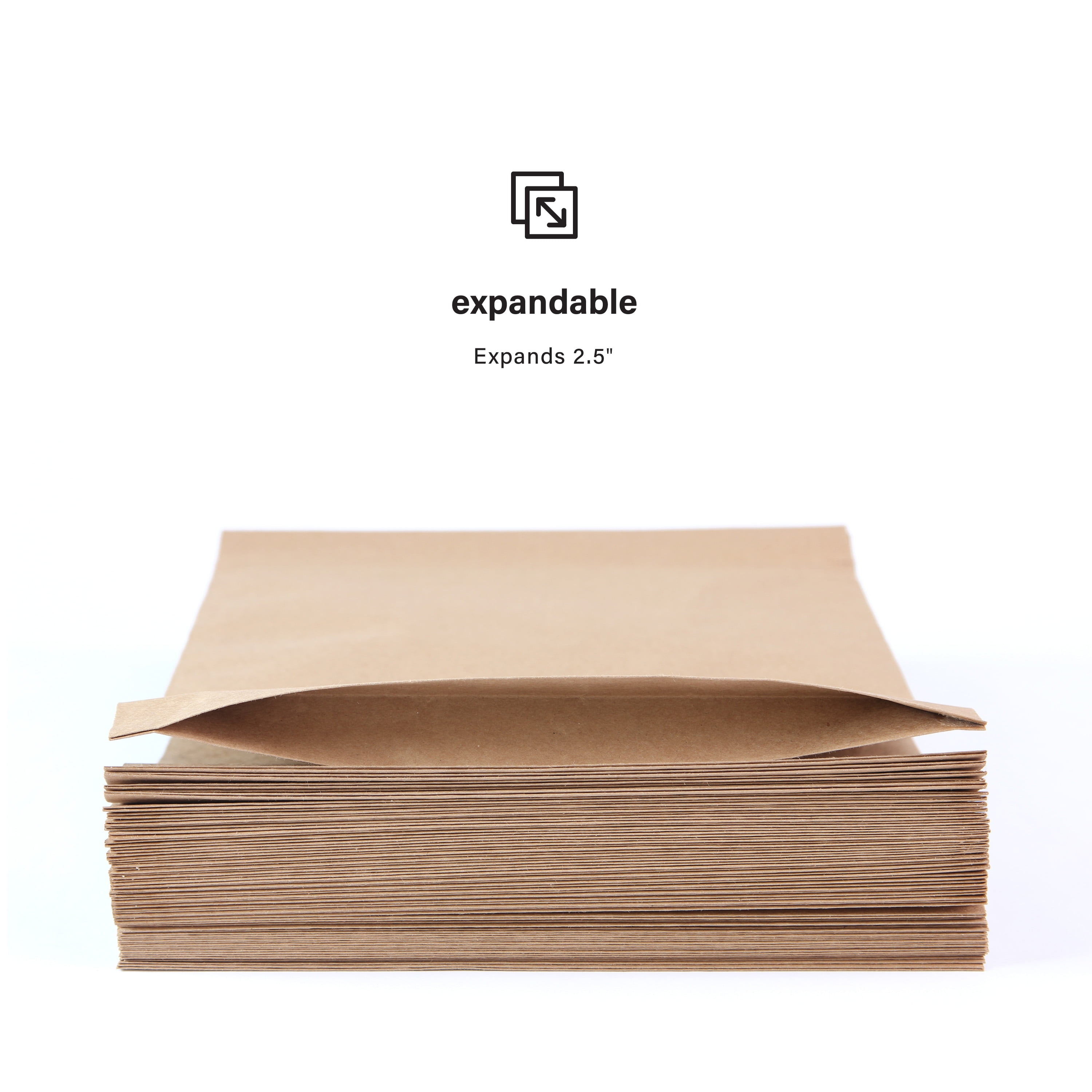 Elementree Sustainable Expandable Flat Paper Mailer, Small, 250 Count, Peel & Stick