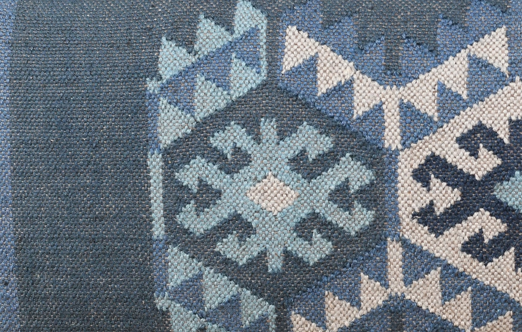 LR Home Rhonelle 47" Blue/Ivory Kilim Jute Upholstered Accent Bench