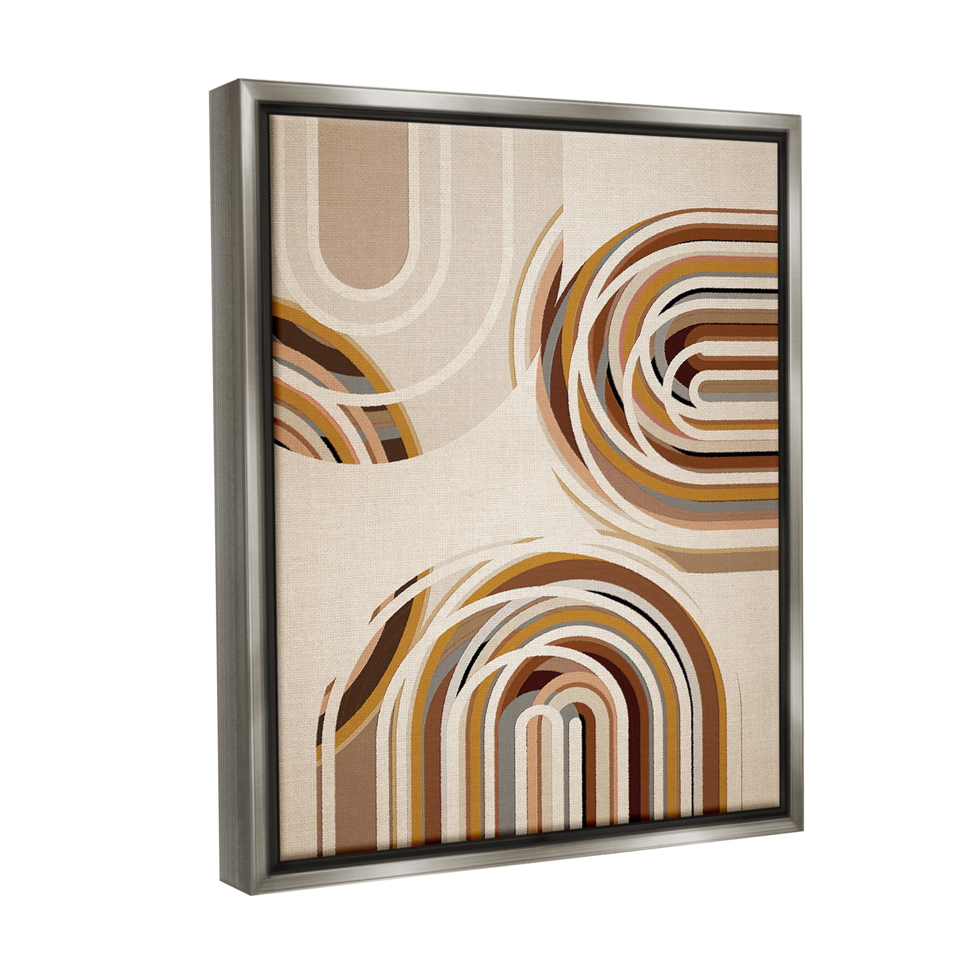 Stupell Industries Neutral Overlapping Arches Abstract Painting Gray Floater Framed Canvas Art Print Wall Art, 17 x 21