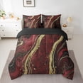 thumbnail image 2 of Homewish Watercolor Marble Women Bedding Comforter Set 7-Piece, Red Marbling Artwork King Bedding Sets, Modern Fashion Abstract Reversible Bed Sheets, Luxury Bedroom Decor, 2 of 7