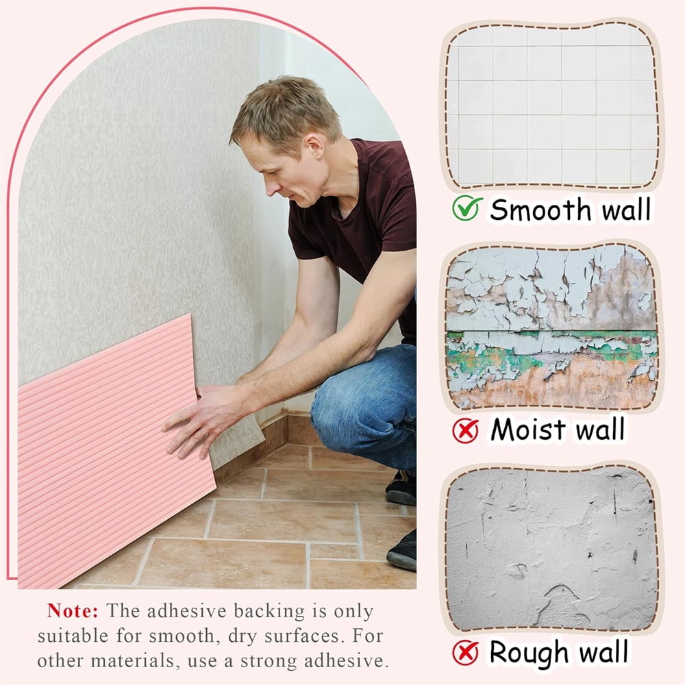 NOGIS 15.8 x 78.7 Inch Anti Collision Wall Padding for Kids Padded Wall Panels 3D Self Adhesive DIY Headboard for Autism Playroom Nursery Bedroom Living Room Corner Guards (Pink)