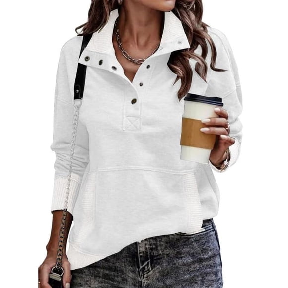 Sudadera SHEWIN para mujer, moda de otoño 2024, casual, blanca