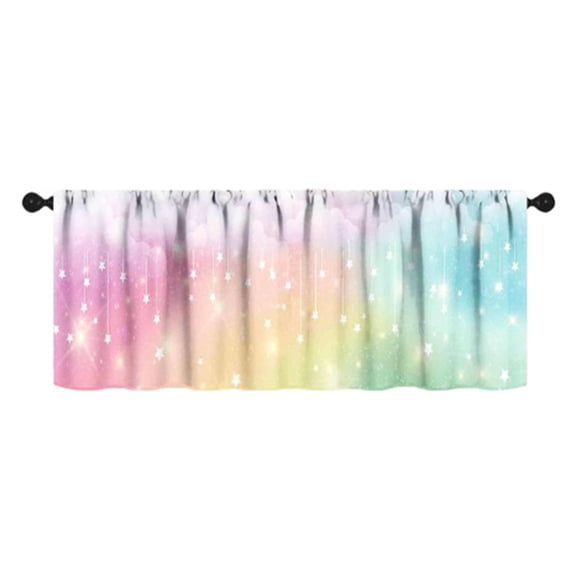 SUYOLL Rainbow Gradient Rod Pocket Window Curtain, Light Filtering Polyester Decorative Drape, Friendly Soft Panel for Kitchen Bedroom Living Room Home Decor