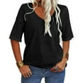 thumbnail image 1 of MKLEKYY Camisetas Camisetas De Verano Para Mujer, Camisetas De Manga Corta Estampadas, Blusas Informales De Trabajo Con Cuello Redondo Y Botones. Talla XXL, 1 of 3