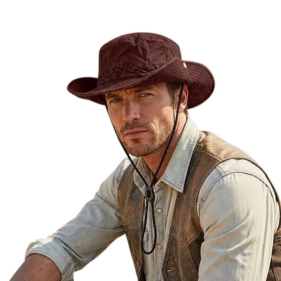 Bainana Sun Hat For Men Adjustable Wide Brim Soft Retro Western Style Bucket Hat For Outdoor Beach