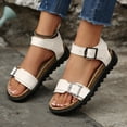 thumbnail image 5 of Dakaela Women's Cork Footbed Sandals Leather Comfortable Arch Support Slip on Summer Slides with Adjustable Ankle Buckles Size 6, 5 of 9