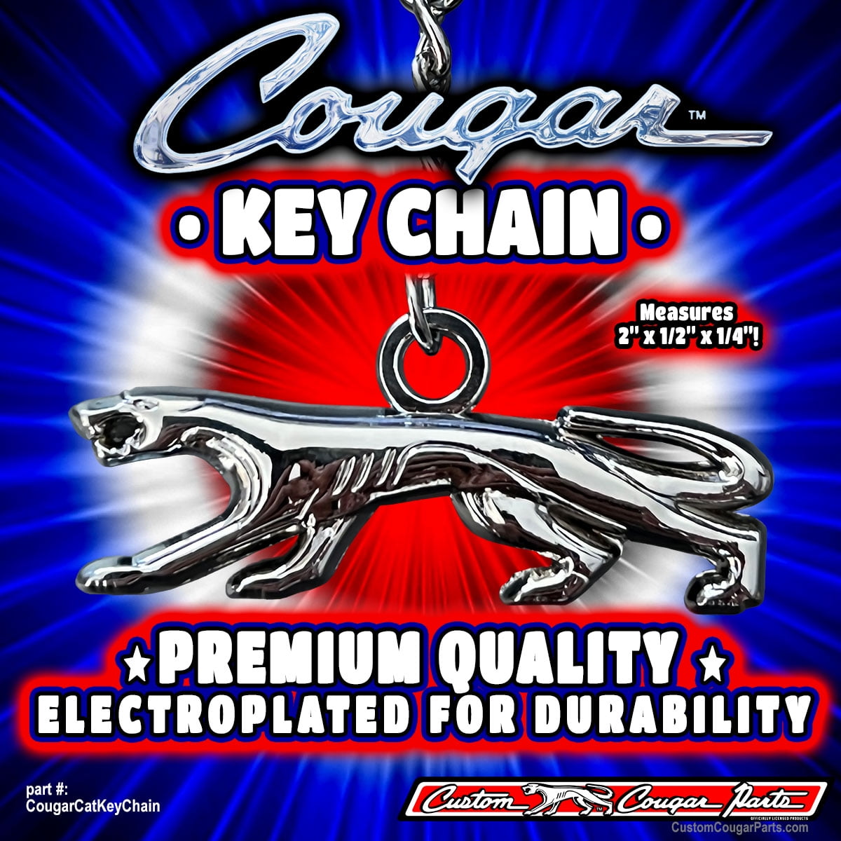 Mercury Cougar Cat Key Chain – Sturdy Metal Piece for All Makes & Models 1967-2002 (Officially Licensed Cougar Keychain)