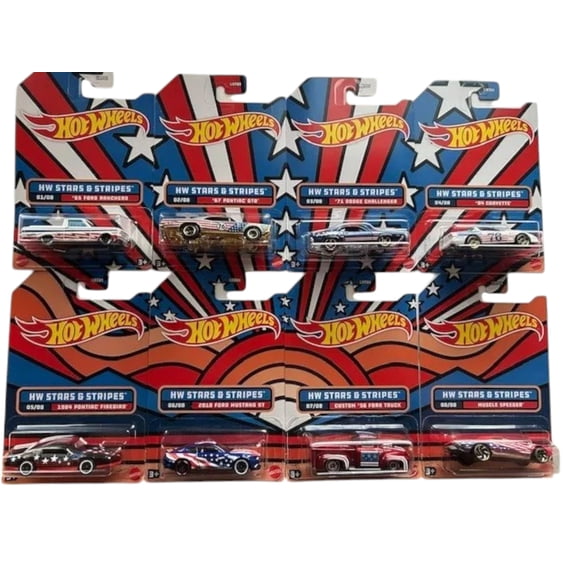 Hot Wheels 2022 HW Stars and Stripes Complete Set of 8 Diecast Vehicles GRT01-956C