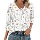 thumbnail image 2 of Mujeres 3/4 Manga Tops V Cuello Raglan Suéter Casual Impreso Blusa, las Mujeres de Trabajo Tops Suave Elástico Primavera Verano Uso Diario, 2 of 6