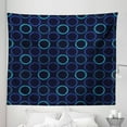 thumbnail image 1 of Geometric Tapestry, Scribble Art Style Circles Ring Shapes on Dark Background, Fabric Wall Hanging Decor for Bedroom Living Room Dorm, 5 Sizes, Blue Violet Pale Blue, by Ambesonne, 1 of 1