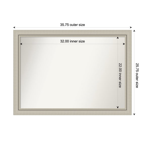 Amanti Art Custom Wall and Bathroom Mirror (25.75 x 35.75 in.), Romano Silver Narrow Frame