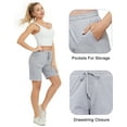 thumbnail image 2 of Stelle Women's 7" Bermuda Shorts Casual Drawstring Cotton Lounge Shorts with Pockets,Above Knee Length Athletic Running Workout Yoga Sweat Shorts,Summer Loose Comfy Lightweight Pants,XS-XXL Gray, 2 of 7