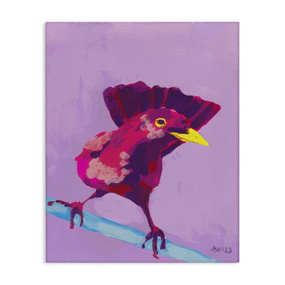 Stupell Industries Vivid Perched Bird Animals Painting Wrapped Canvas Art Print Wall Art, 16 x 20