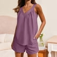 thumbnail image 2 of GILIGEGE Linen Sets for Women 2 Piece Summer Linen Shorts Sets Women 2 Piece Outfits V Neck Top High Waisted Shorts Matching Sets Beach Outfits Lounge Beach Vacation Two Piece Outfits Tracksuits, 2 of 8