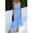 thumbnail image 5 of Vestido PRETTYGARDEN de verano maxi con tirantes finos azul claro talla M, 5 of 5
