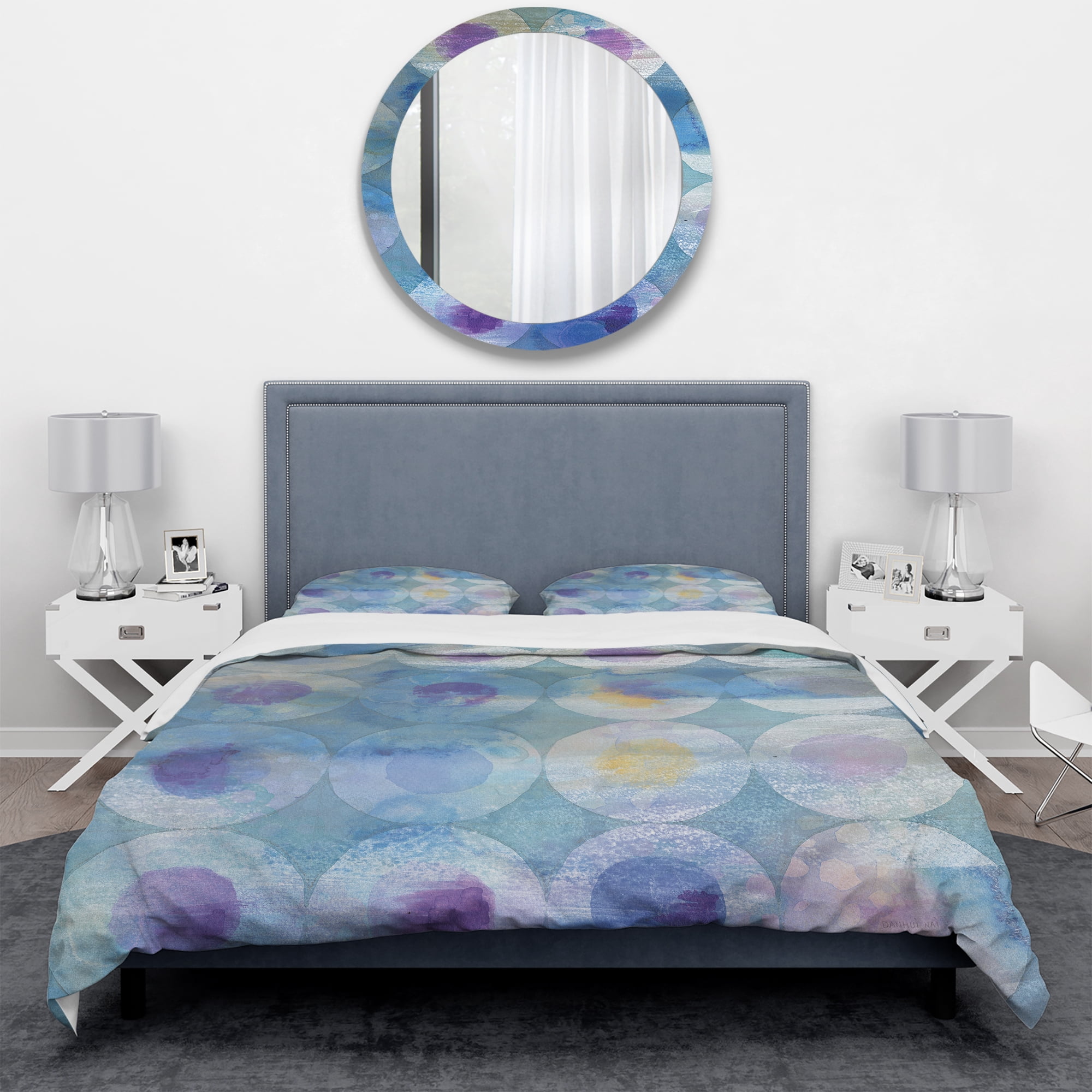 Designart 'Watercolor Geometrical Circles I' Geometric Duvet Cover Set