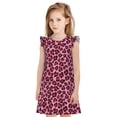 thumbnail image 1 of Balery Rose Leopard Print Camisón de princesa para niñas, pijama de algodón con mangas abullonadas, suave y bonito.-Medium, 1 of 6