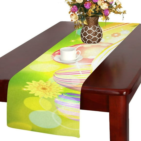 MYPOP Happy Easter Colorful Eggs Kitchen Dining Table Runner 14x72 Inches For Dinner Parties, Events, Decor