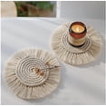 thumbnail image 1 of Puro tejido a mano estilo nórdico cuerda de algodón borla redondo antideslizante aislador cuenco estera mantel posavasos 2 piezas blanco LingWen 8390605454912, 1 of 1