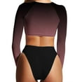 thumbnail image 3 of Two Piece Bathing Suits for Women,Long Sleeve Gradient Crewneck Tankini Top and Cheeky Swimwear Bottom, 3 of 3