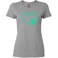 thumbnail image 3 of Inktastic Teal Heart with Paw Print Women's T-Shirt, 3 of 5