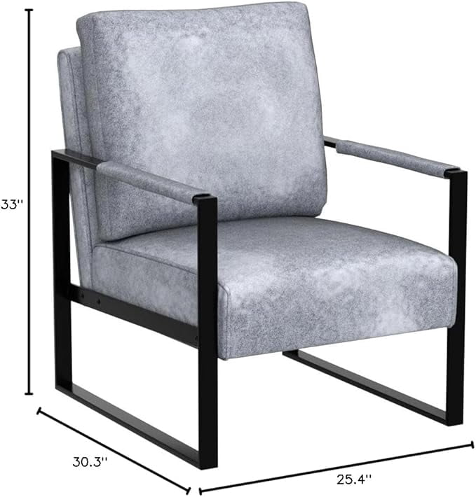 Modern Accent Chair with Durable Square Metal Frame
